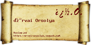 Árvai Orsolya névjegykártya